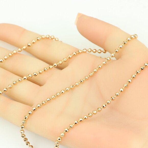 "Elegant Rose Gold Ball Chain Necklace High Polish Finish, XPNL0334 - Picture 3 of 12